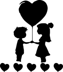 vector line art silhouette valentine sepasnag valentine black beground