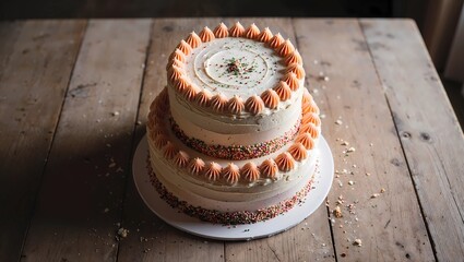 chocolate cake on a wooden table