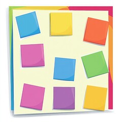 Fototapeta premium Colorful sticky notes in varying shades, arranged on a bright background for a vibrant, creative display.