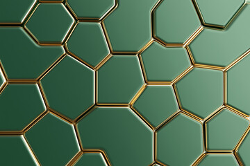Abstract Green and Gold Hexagonal Pattern