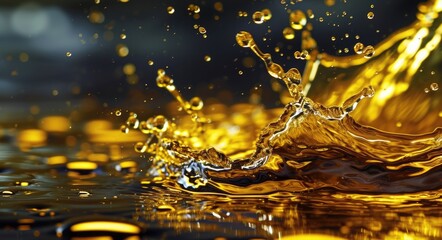 Golden Oil Splash: Abstract Background with Liquid Pouring Concept