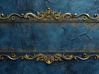 Graceful Gold: Abstract Blue Texture with Elegant Gold Frame and Label