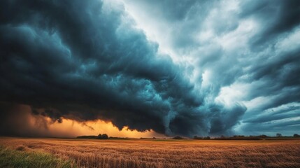 Naklejka premium Dramatic Hailstorm Clouds over Rural Farmland
