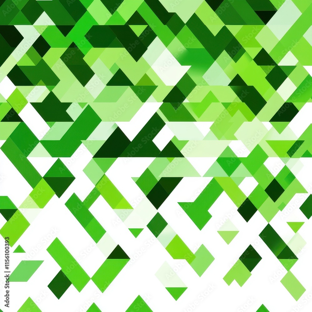 Poster abstract geometric pattern in varying shades of green, creating a vibrant and dynamic visual effect.