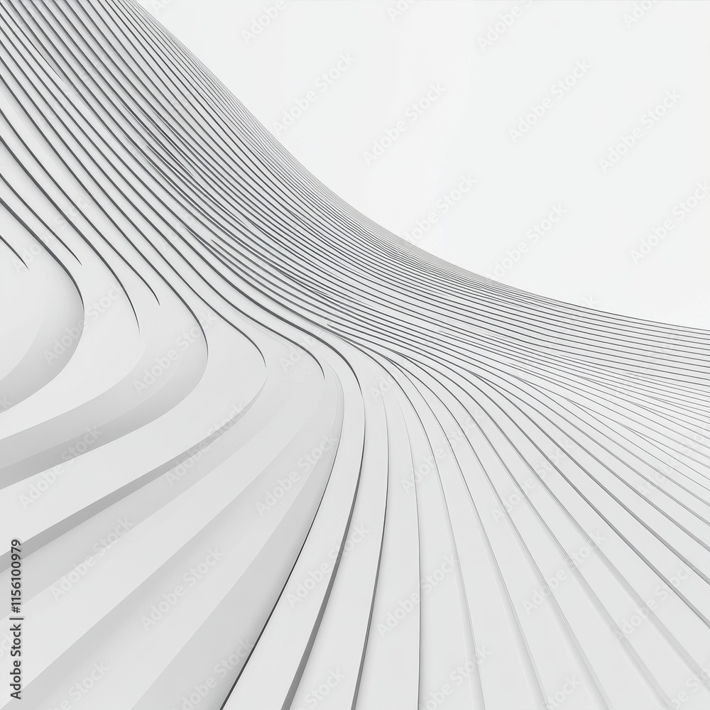Poster abstract white wave patterns creating a smooth, flowing effect in a minimalist aesthetic.