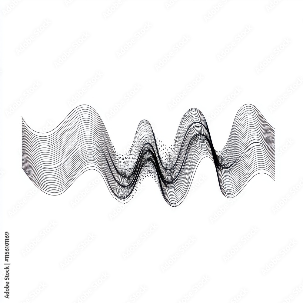 Poster abstract black wave pattern on a white background, creating a dynamic and modern visual effect.
