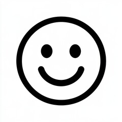A simple black outline of a smiling face on a white background, conveying happiness and positivity.