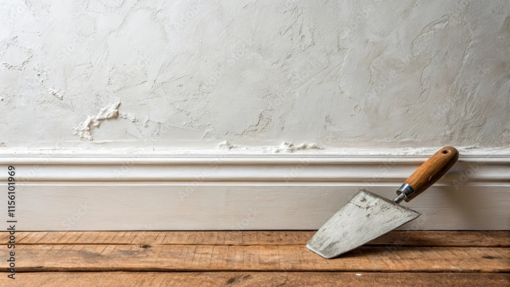 Poster the unblemished plaster wall exudes a professional finish showcasing skillful craftsmanship while ne