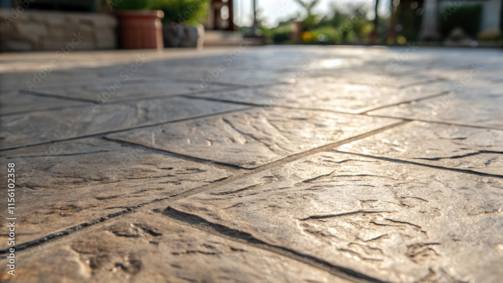 Poster the raw beauty of stamped concrete is highlighted in a closeup shot showcasing its unique texture an