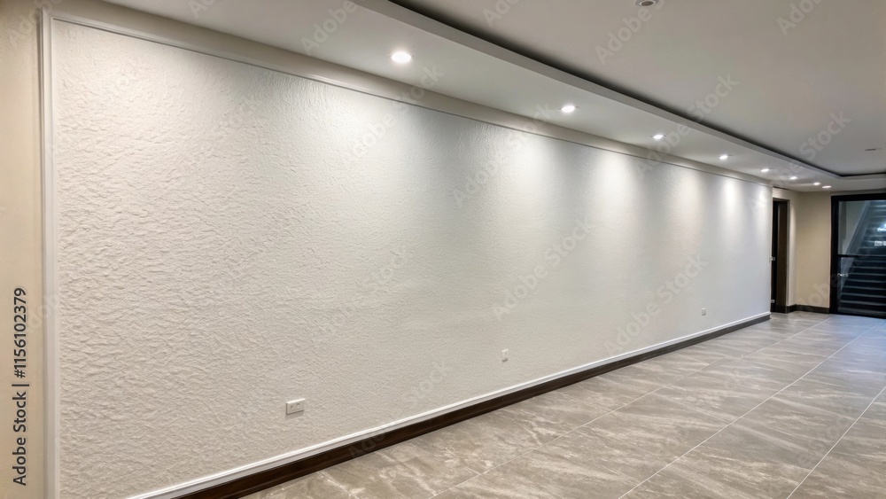 Aufkleber The pristine surface of a blank wall where the texture of the drywall is ly visible hinting at the careful preparation for a sleek mounted workspace.
