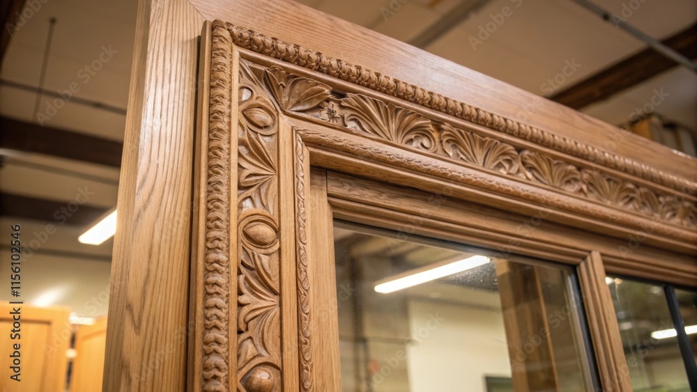 Aufkleber The intricate craftsmanship of a wooden window frame clearly visible as the light plays over it featuring tightfitting new seals that promise enhanced insulation.