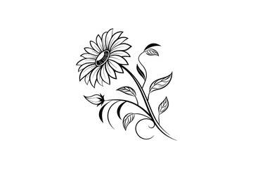 sunflower clip art floral vector illustration on white background