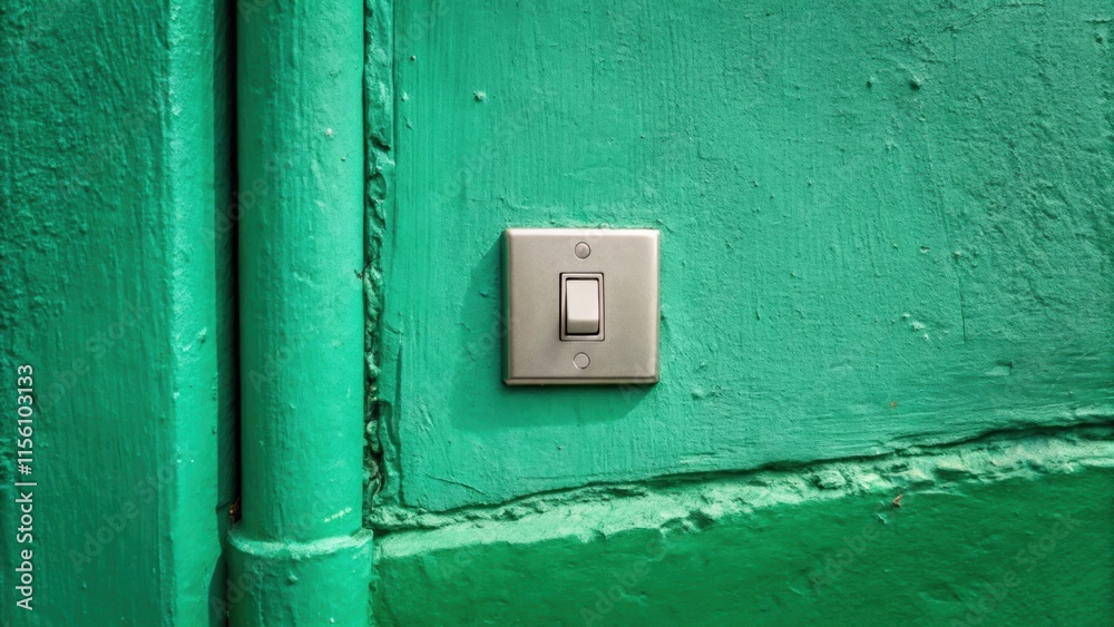 Fototapete the camera focuses on a vibrant emerald green wall featuring a square brushed nickel light switch wi