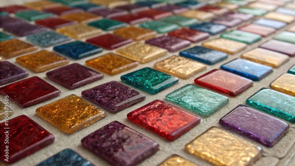Leinwandbilder macro shot of a mosaic tile arrangement featuring tiny glass pieces in rich jewel tones capturing te