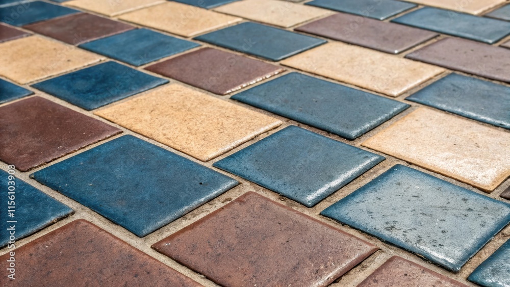 Aufkleber  deep shades contrast with lighter hues while the grout fills in the gaps showcasing both imperfections and the artisanal effort in the work.