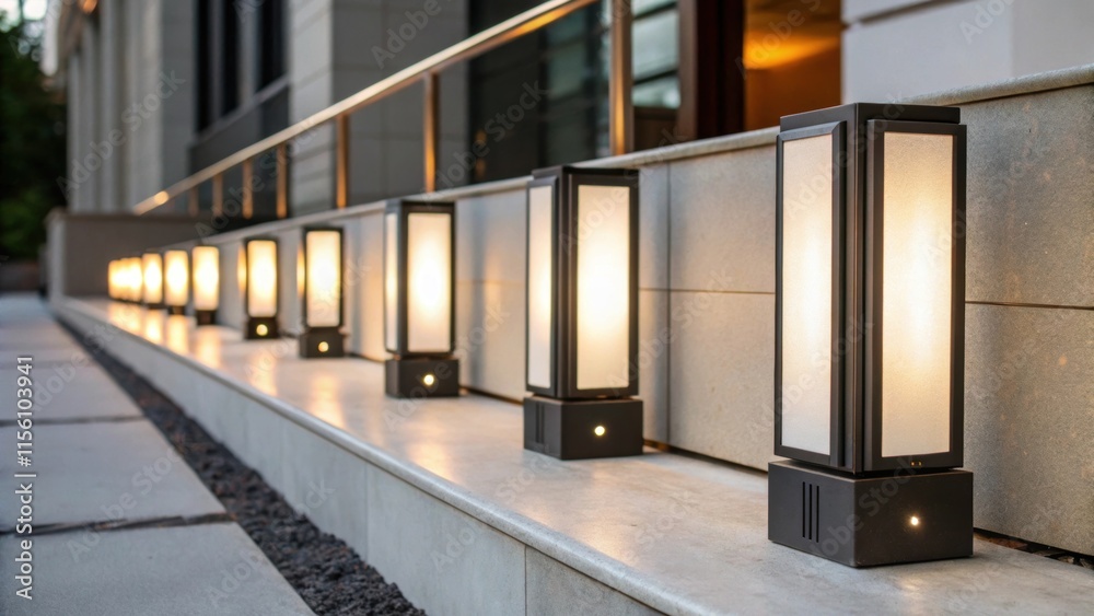 Poster compact led sconces with a contemporary design lined up side by side the polished surfaces highlight