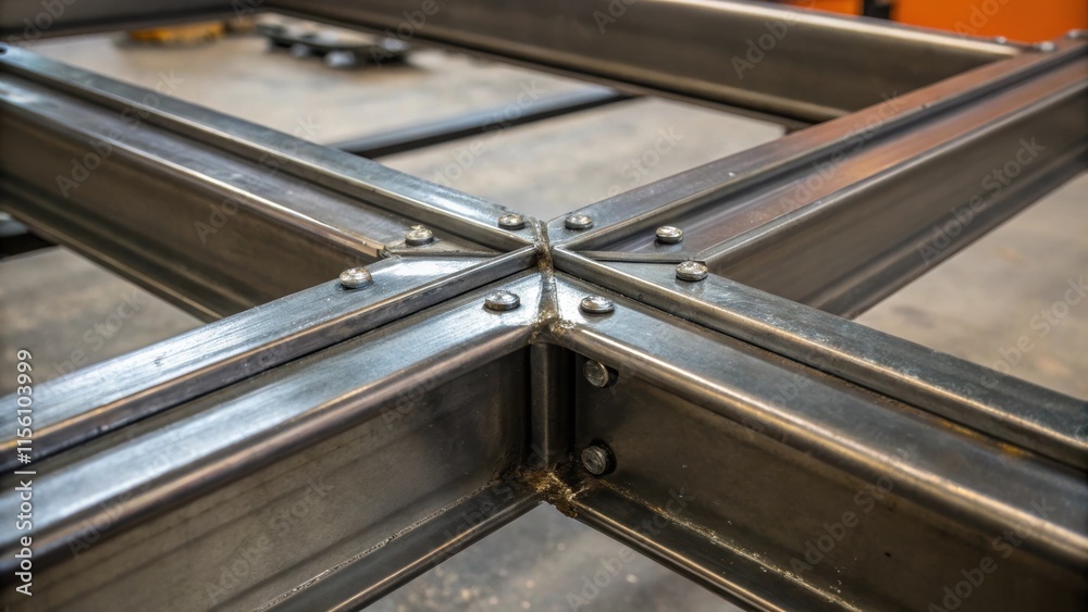 Aufkleber closeup on the welds and joints of the steel frame where craftsmanship meets functionality with a sl