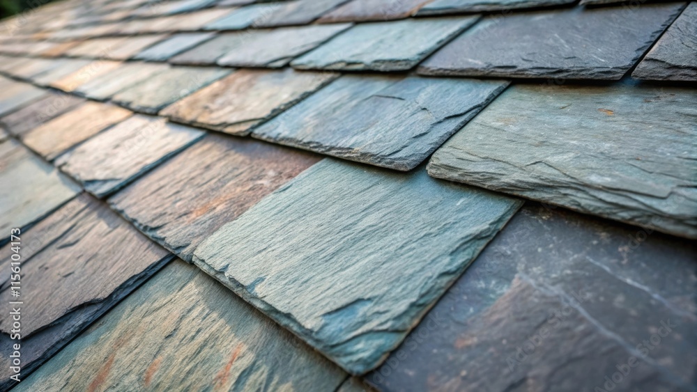 Leinwandbilder closeup of textured weathered slate tiles their rugged surfaces and cool colors creating an organic 