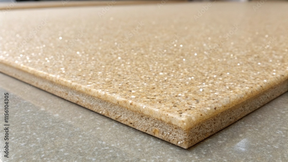Fototapete Closeup of a section of smooth underlayment material the surface displaying fine grains that create a pattern with a soft tone that complements its function.