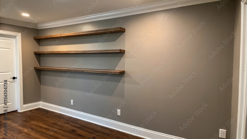 Poster a warm gray wall with a slight sheen devoid of decoration waiting for the strategic placement of flo
