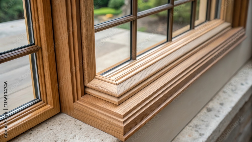 Poster A vivid examination of a window frames interior view showcasing the handcrafted joints and meticulously p seals that enhance both aesthetics and functionality.