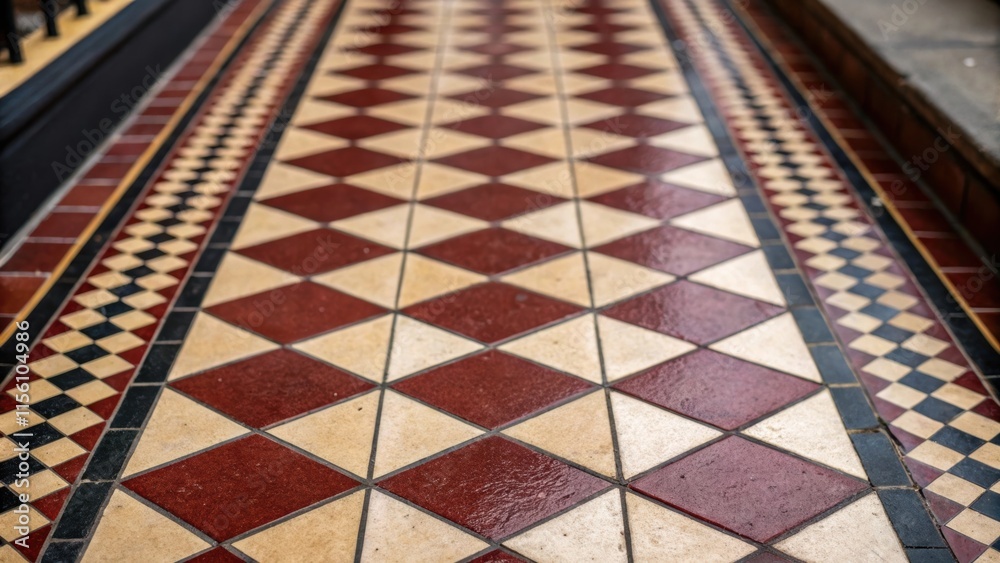 Aufkleber a topdown angle of a striking diamondpatterned tile accentuating the rich color contrast and precise
