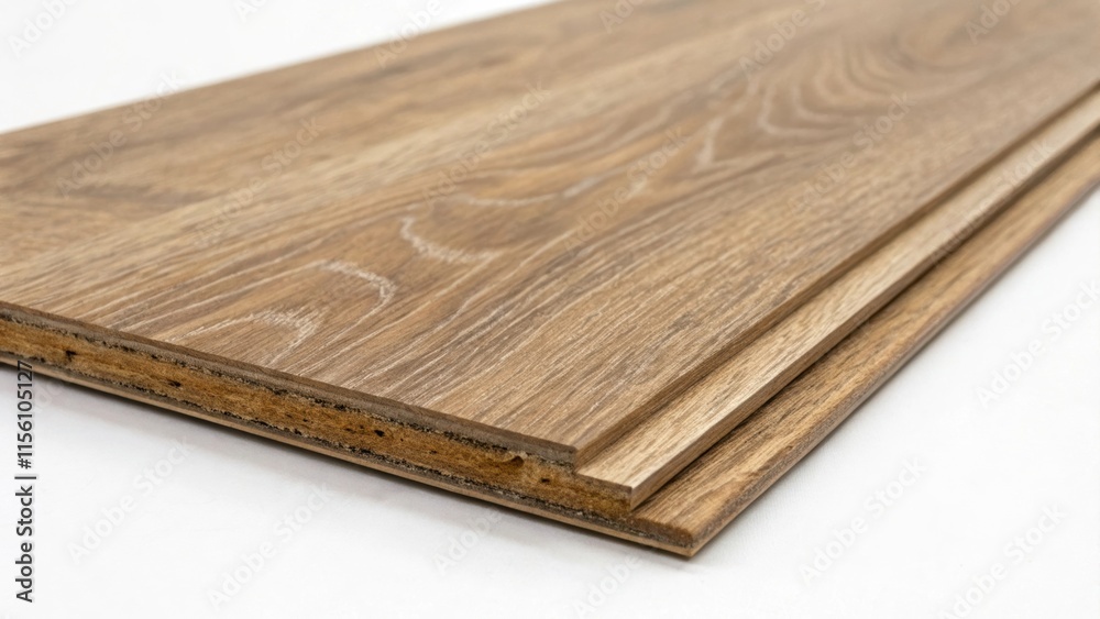 Poster a tightly cropped image of a single laminate plank highlighting the clicklock edge and the detailed 