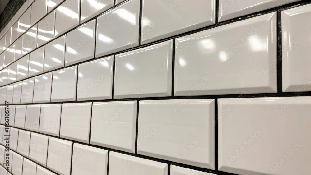 Poster a series of glossy subwaystyle tiles forming a classic layout their crisp white surface reflecting l