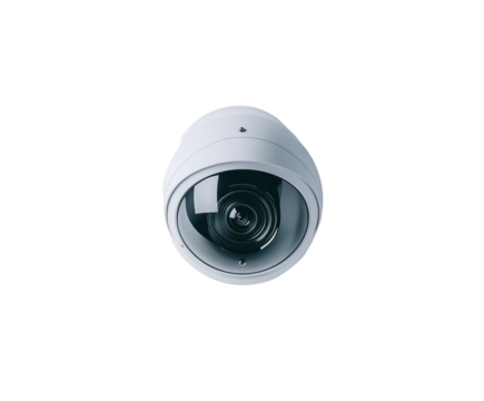 A sleek, modern surveillance camera designed for ceiling installation.