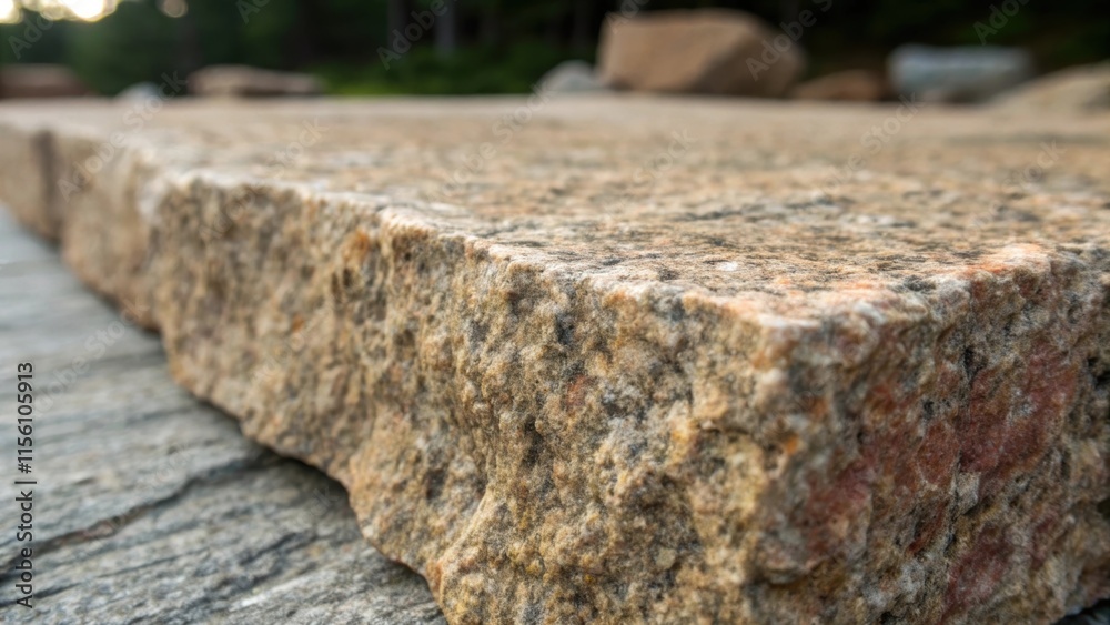 Poster A roughhewn granite section with a raw edge showing the natural grain and flecks of color that tell the story of its origin.