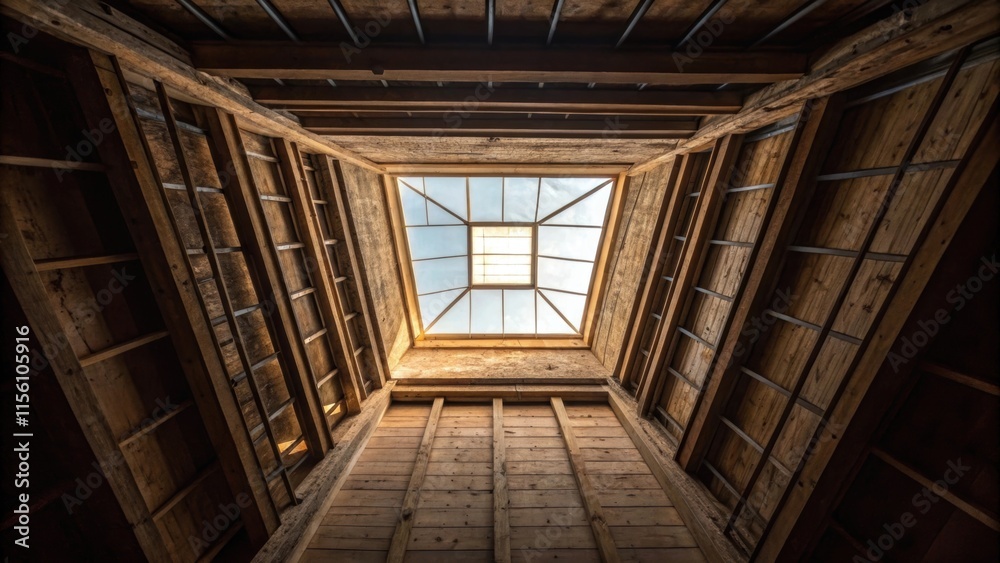 Aufkleber a rich perspective from the floor up towards the skylight capturing the glowing light filtering thro