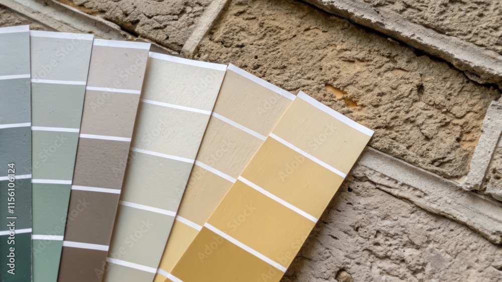 Fototapete a of paint swatches reveals a harmonious palette of muted tones each sample showcasing subtle gradie