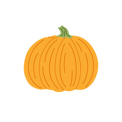 Pumpkin hand drawn cartoon vector illustration in warm colors, vegetable for seasonal autumn holidays celebration design, healthy life style organic diet, food concept, design element clipart