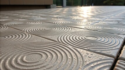 Obraz premium An intricate closeup of a composite sound panel showcasing a unique pattern that resembles ripples inviting a tactile interaction from viewers.