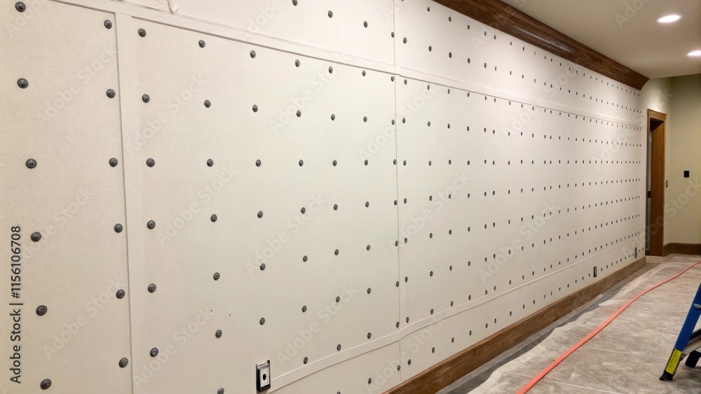 Aufkleber An image of a wall with small evenly spaced preparation marks indicating where nails and other fasteners have been removed leaving a clean slate for the new wallpaper installation.