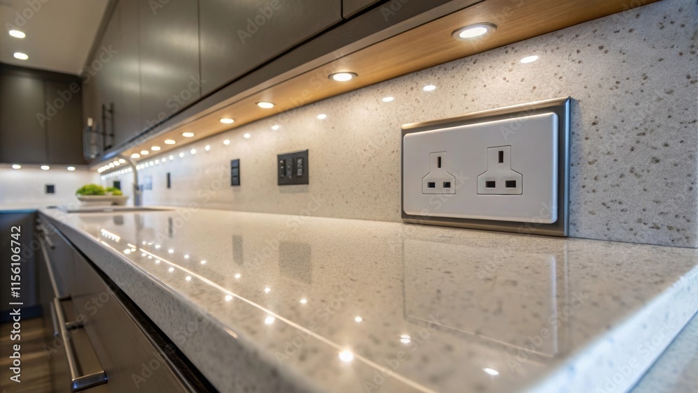 Aufkleber an image highlighting a usbintegrated electrical outlet seamlessly blended into a modern kitchen cou