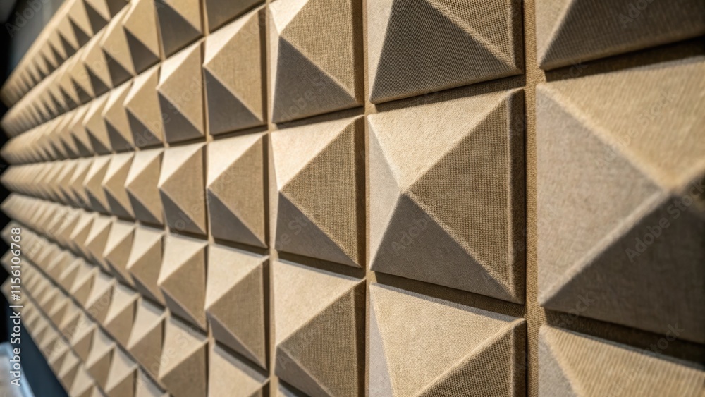Poster An image showcasing the intricate details of the seams between acoustic panels with the light casting subtle shadows that highlight the craftsmanship involved.