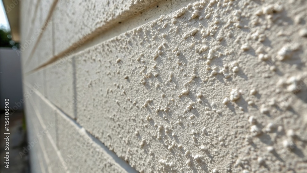 Aufkleber an extreme closeup reveals the rough texture of the adhesive as it adheres to the wall demonstrating