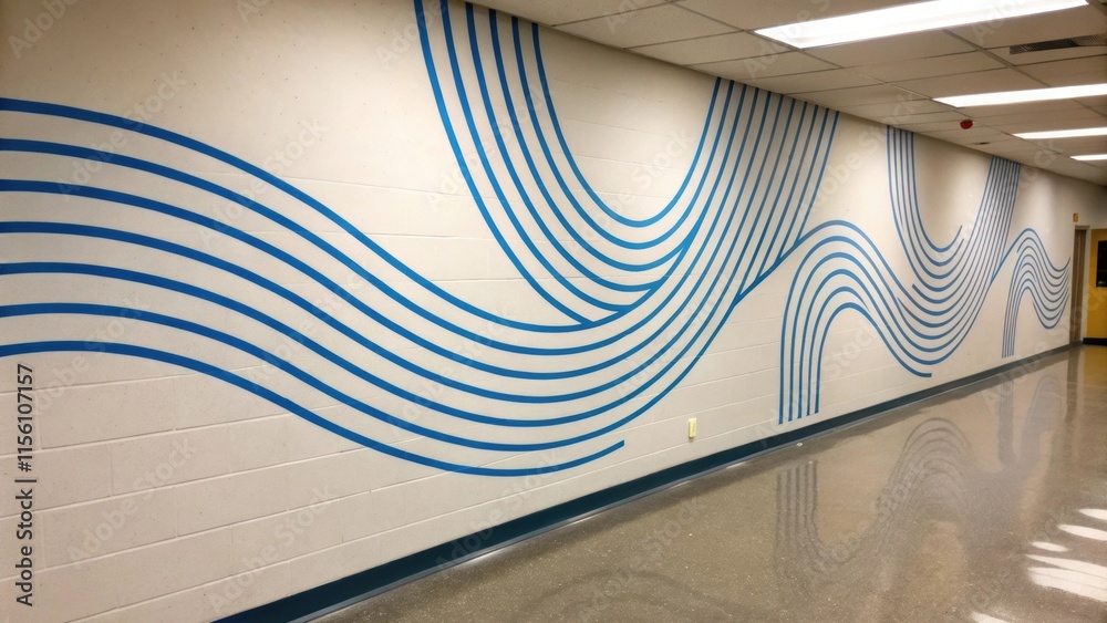 Aufkleber An artistic shot featuring a series of parallel strips of painters tape each one carefully aligned to form a dynamic wave pattern giving the illusion of movement on the static