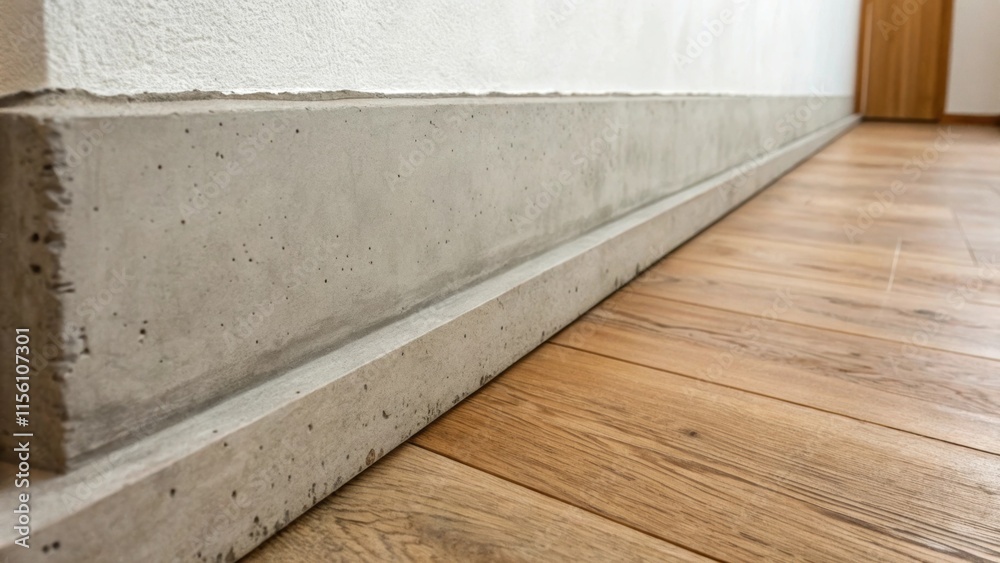 Aufkleber a narrow line of fresh concrete hugs the base of a wall its neutral tones creating an elegant transi