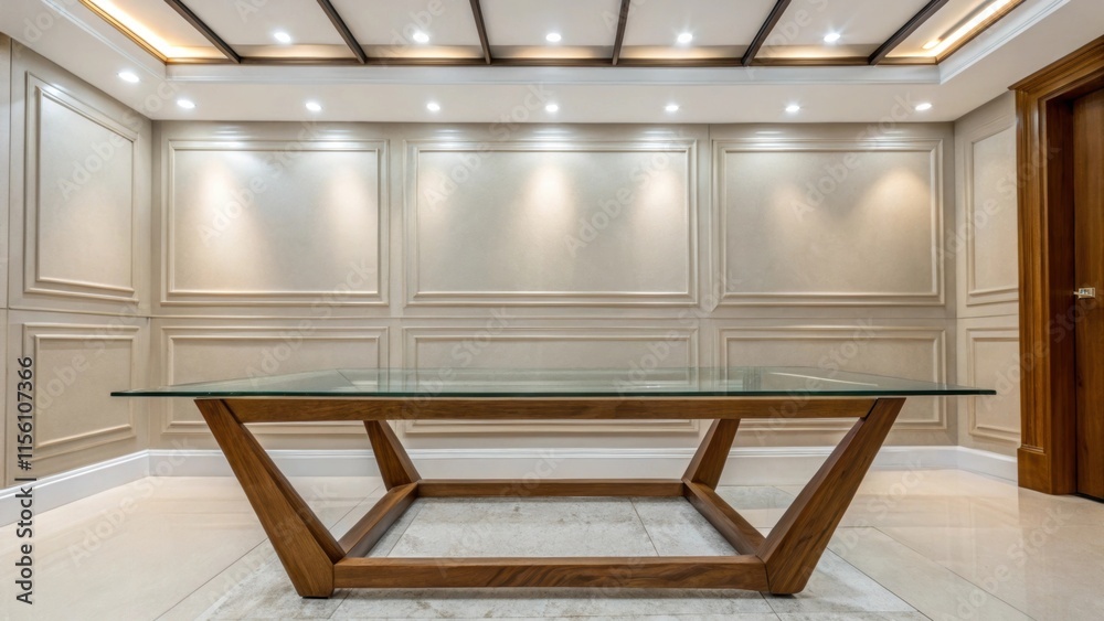 Poster an architectural detail captures the junction where the ceiling track meets the wall with recessed l