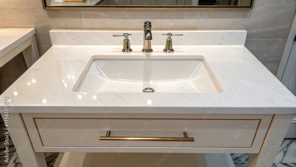 Poster a modern sink vanity features clean lines and minimalist design with a seamless sink integrated into