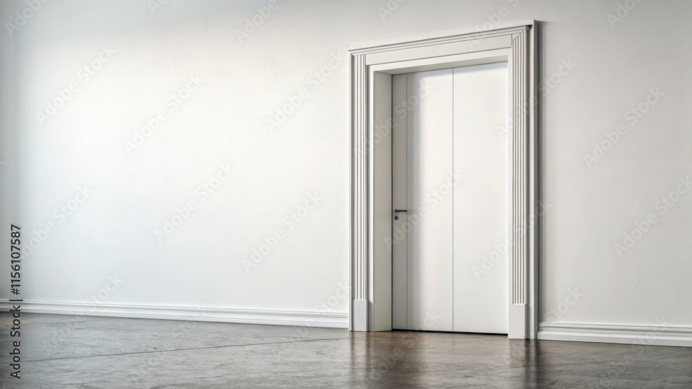 Poster a minimalist aesthetic is captured as the polished door track stands out against a blank canvas with