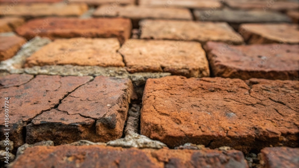 Poster a macro shot of rough surfaces highlighting the rich textures and earthy colors of the weathered bri