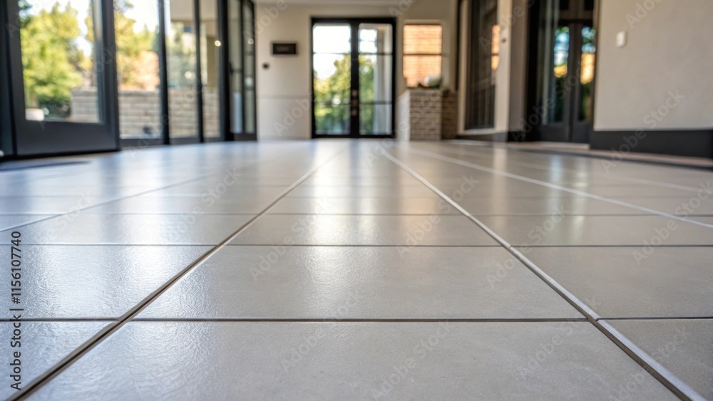Aufkleber A macro shot of a largeformat tile installation emphasizing the smooth surface and minimal grout lines presenting a sleek and expansive feel in the entryway.