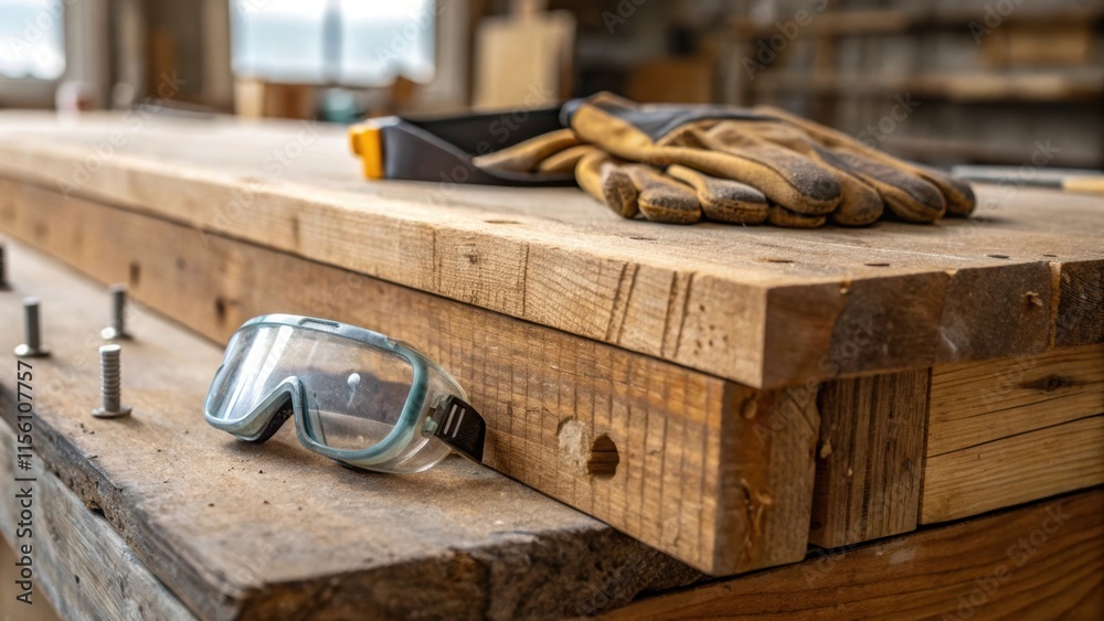 Poster a macro shot of a corner of the kitchen island showcasing rough sawn timber and exposed nails with a