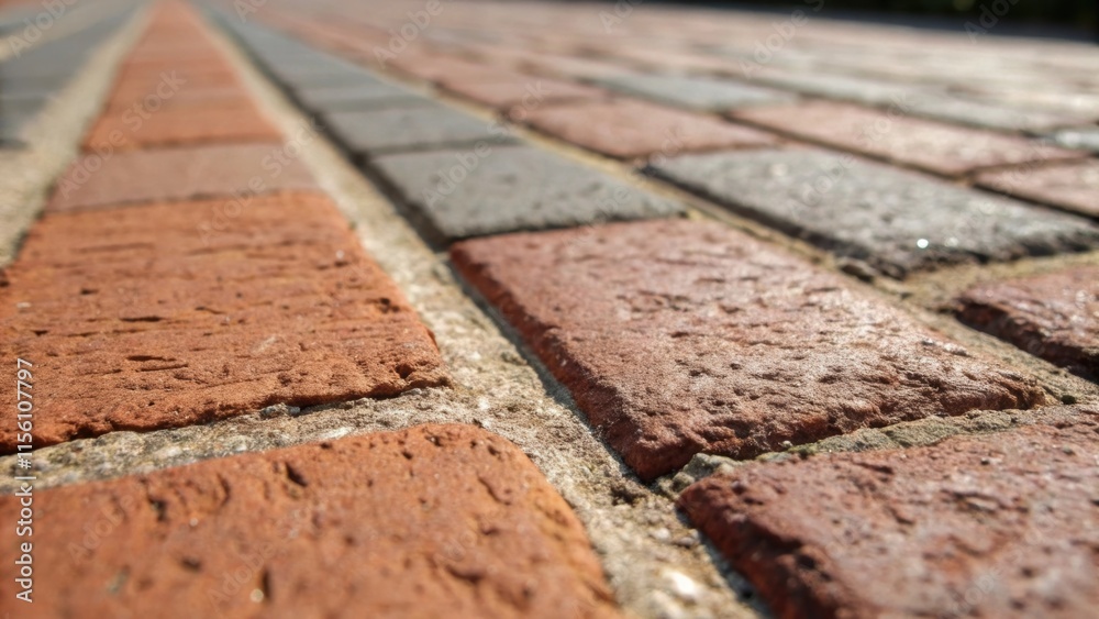 Aufkleber A macro shot capturing the subtle differences in the surface texture between two adjoining bricks revealing a blend of smooth and rugged areas.