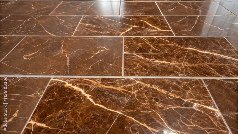 Poster a focused shot of deep rich mocha marble tiles their polished finish revealing a lustrous sheen that