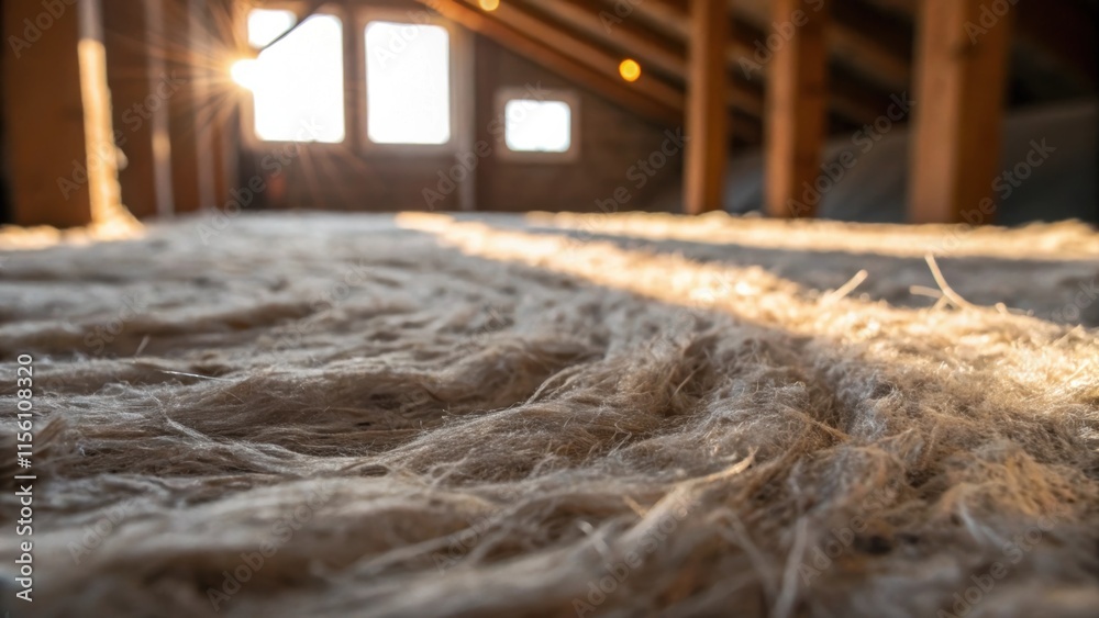 Poster A focused image of the fibers of the insulation capturing the intricate patterns as they catch the light creating a visually captivating contrast between the insulation and its
