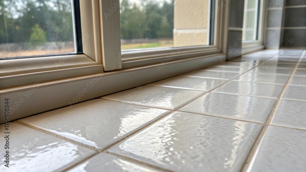 Poster a focused image of the freshly grouted surface revealing the subtle texture and sheen that enhances 